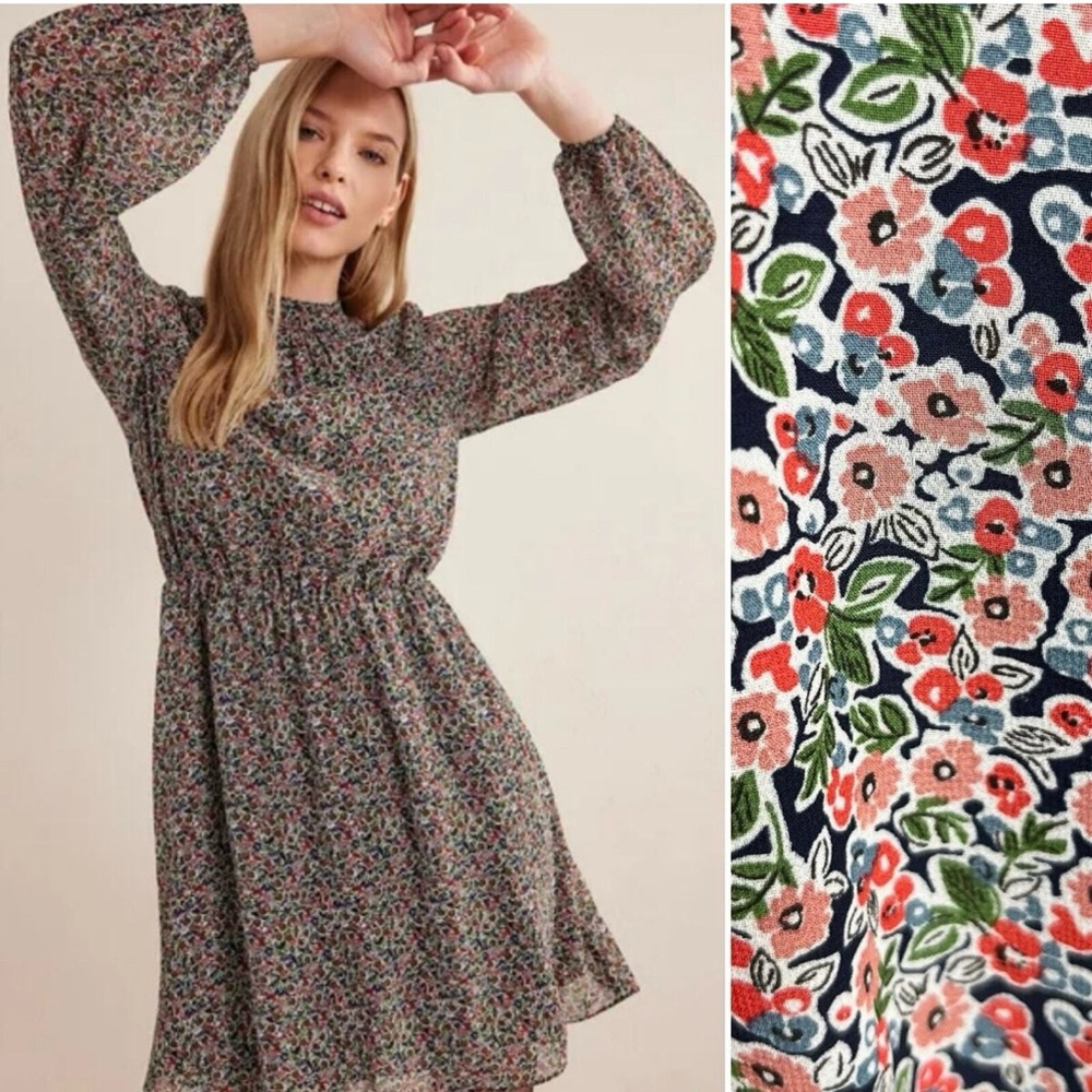 Boden High Neck Flippy Mini Dress